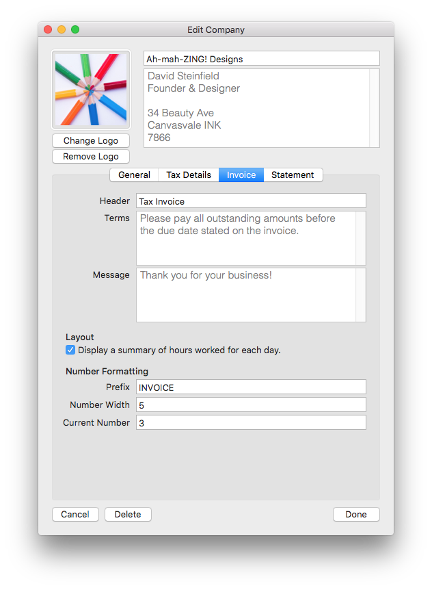 Customise template messages mac