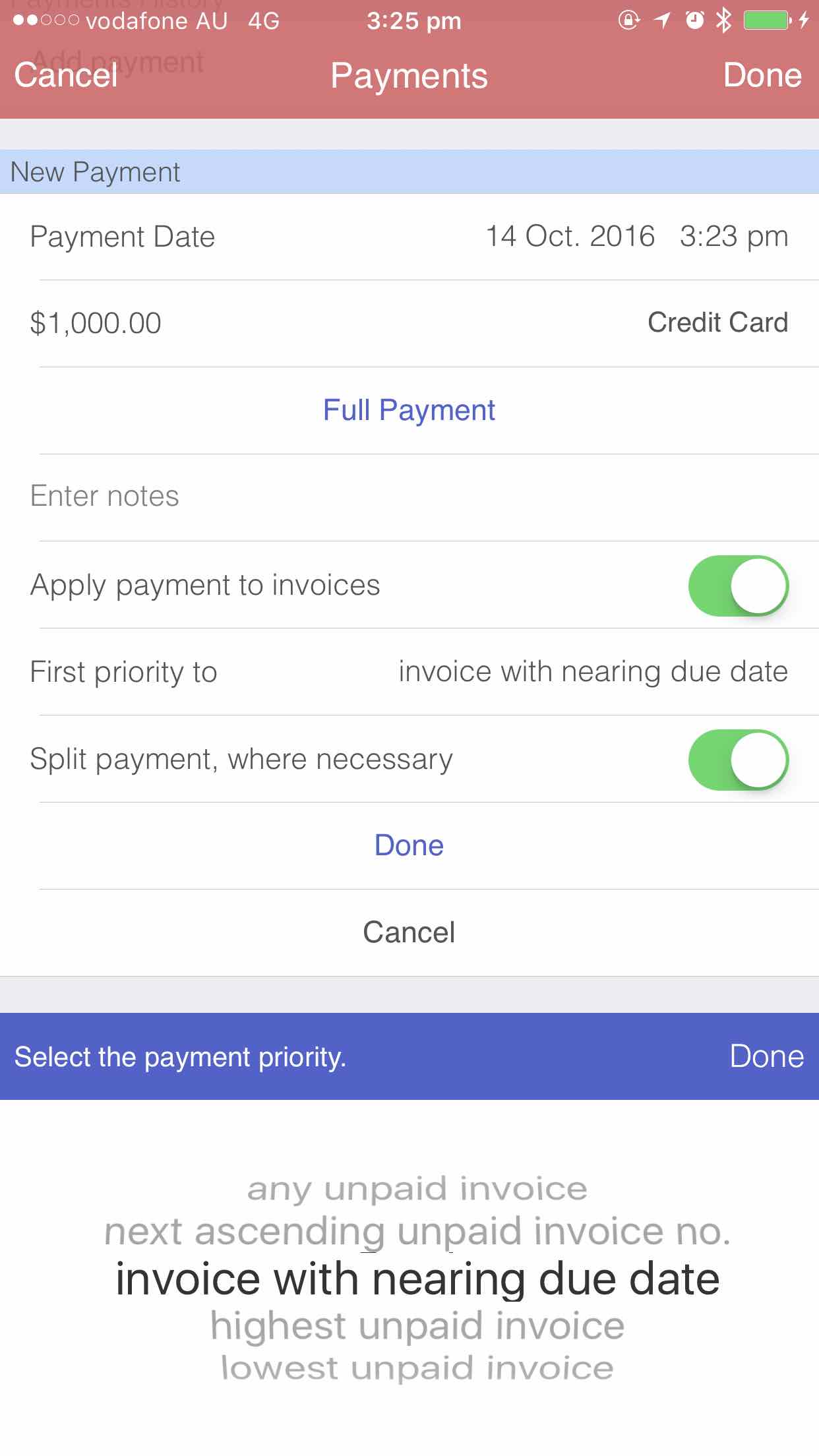 Split payment statement iOS
